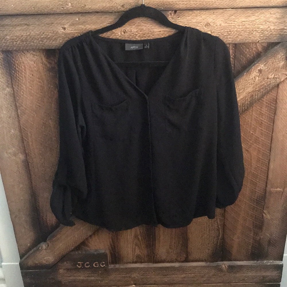Black quarter length sleeve blouse
